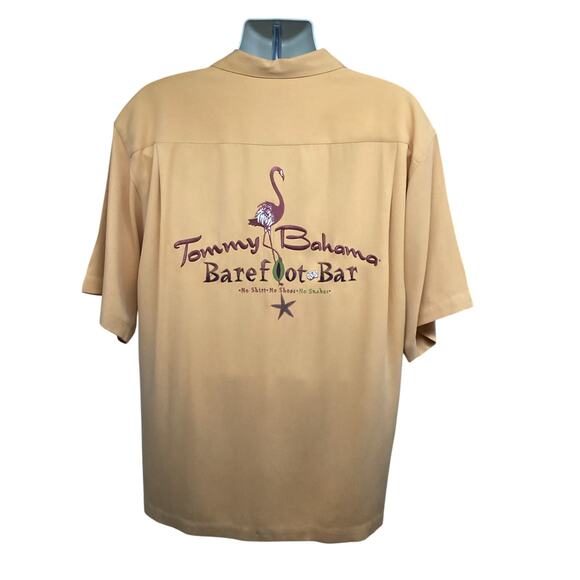 Tommy Bahama Yellow Silk Button Up Vintage Bowling Camp Shirt Large Pocket - Picture 1 of 6